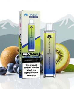 Hayati Pro Max 4000 Puffs Wegwerp Vape Blauwe Bes Kiwi met 1400mAh batterij